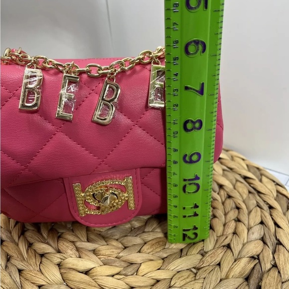 Bebe Wyatt Quilted Chain Shoulder Bag Hot Pink Y2K 90’s NWT Stylish - Picture 6 of 9